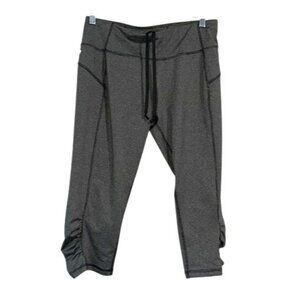Danskin Now Womens Gray Ruched Capri Leggings Size M